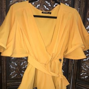 Nasty Gal Mustard Flowy Top
